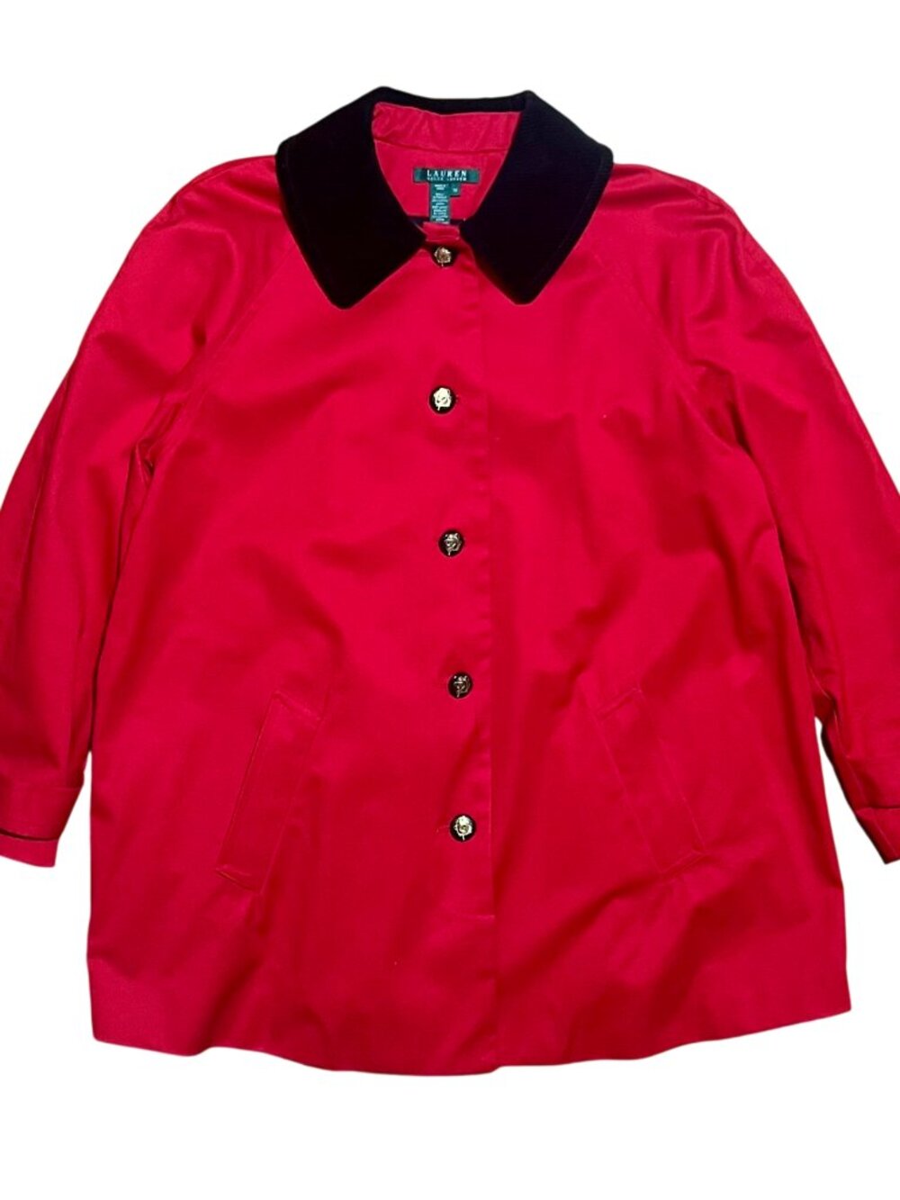 Lauren Ralph Lauren Red Equestrian Corduroy Collar Barn Jacket, Woman's 1X